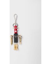 Prada - Robot Saffiano Leather Key Ring Charm - Lyst