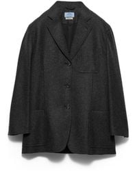 Prada - Re-Wool Single-Breasted Jacket, Anthracite - Lyst