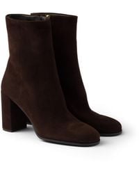 Prada - Suede Booties - Lyst