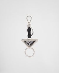 Prada - Dividable Leather And Metal Keychain - Lyst