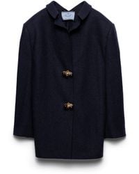 Prada - Shetland Wool Jacket With Jewel Buttons - Lyst