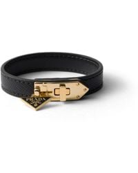 Prada - Saffiano Leather Bracelet - Lyst