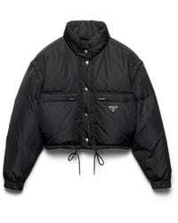 Prada - Cropped Re-Nylon Down Jacket - Lyst