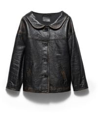 Prada - Antiqued Nappa Leather Jacket - Lyst
