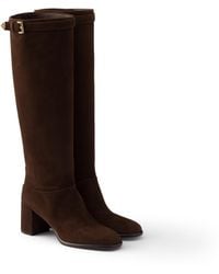 Prada - Suede Boots, Dark - Lyst