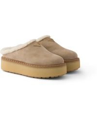 Prada - Suede Slippers - Lyst