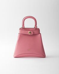 Prada - Logo-Stamp Leather Tote Bag - Lyst