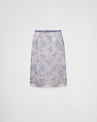 Prada - Printed Nylonette Midi-Skirt - Lyst