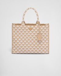Prada - Large Symbole Embroidered Fabric Handbag - Lyst