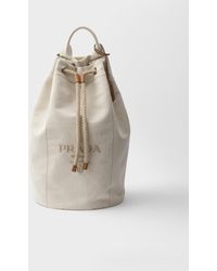 Prada - Weekender Aus Leinenmischgewebe Mit Kordelzug - Lyst
