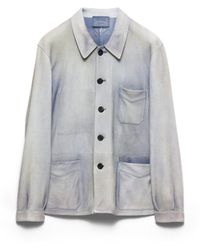 Prada - Suede Caban Jacket, Sky - Lyst