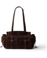 Prada - Medium Suede Tote Bag - Lyst