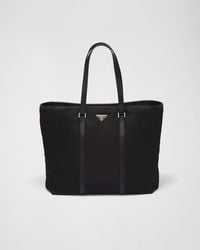 Prada - Re-nylon And Saffiano Leather Tote Bag - Lyst