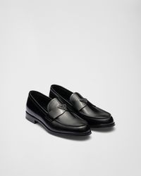 Prada - Gebuerstete Loafer Aus Leder - Lyst