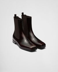 Prada Leather Brushed Chelsea Boots in Nero (Black) for Men - Save 