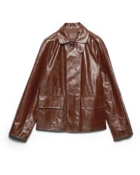 Prada - Vintage-Look Leather Blouson Jacket - Lyst