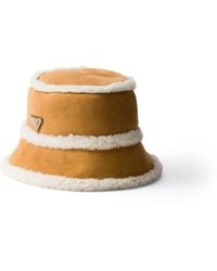 Prada - Suede Shearling Bucket Hat - Lyst