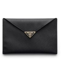 Prada - Saffiano Leather Envelope Clutch - Lyst