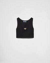 Prada - Ribbed Jersey Crop Top - Lyst