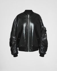 Prada - Oversized Nappa Leather Bomber Jacket - Lyst