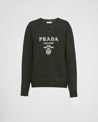 Prada - Cashmere And Wool Logo Crew-Neck Sweater - Lyst