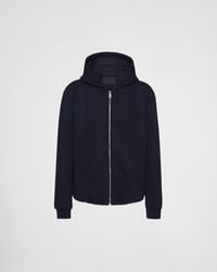 Prada - Sweat À Capuche Zippé En Laine Mélangée - Lyst