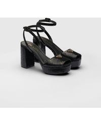 Prada - Sequined Satin Platform Sandals - Lyst