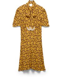 Prada - Vestido De Sablé Con Estampado Floral Bordado Mujer, Talla - Lyst