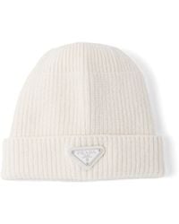 Prada - Triangle-Logo Beanie Hat - Lyst