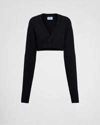 Prada - Cropped Wool And Cashmere Cardigan - Lyst