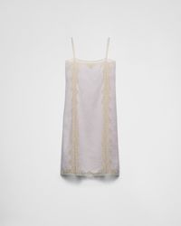 Prada - Embroidered, Lace-Trimmed Linen Dress - Lyst
