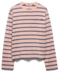 Prada - Long-Sleeved Striped Cotton Jersey T-Shirt - Lyst