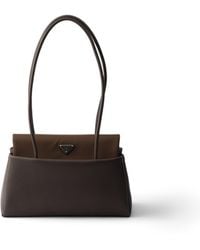 Prada - Passage Medium Leather Bag With Re-Nylon Flap - Lyst