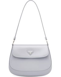 brushed flap cleo shoulder leather bag prada lyst related