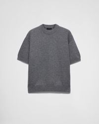 Prada - Pull À Manches Courtes En Re-Cashmere - Lyst