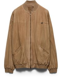 Prada - Suede Bomber Jacket - Lyst