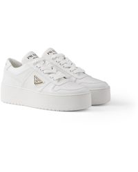 Prada - Downtown Bold Leather Sneakers - Lyst
