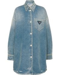 Prada - Camicia Oversize In Denim Organico - Lyst