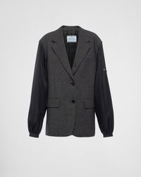 Prada - Single-breasted Wool And Re-nylon Jacket - Lyst