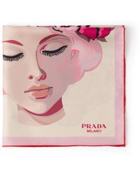 Prada - Printed Silk Scarf - Lyst