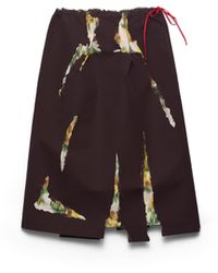 Prada - Bonded Gabardine Skirt With Devoré Effect, Ebony - Lyst