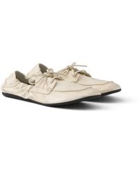 Prada - Shuffle Antiqued Leather Boat Shoes - Lyst