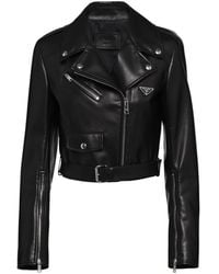 Prada - Leather Biker Jacket - Lyst