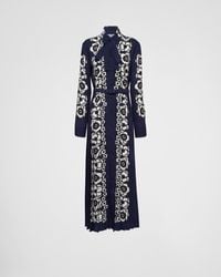 Prada - Silk Floral Print Midi Dress - Lyst