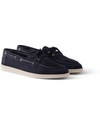Prada - Suede Boat Shoes With Laces - Lyst