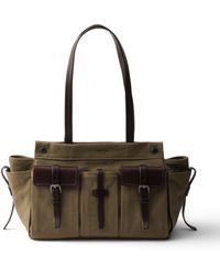 Prada - Route Large Canvas And Leather Tote Bag - Lyst