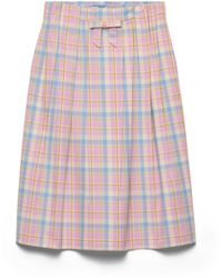 Prada - Falda Midi De Algodón A Cuadros, Mujer, Talla - Lyst