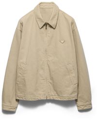 Prada - Old Denim Blouson Jacket, Sand - Lyst