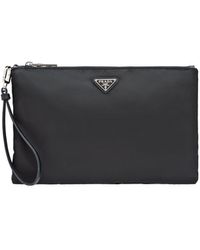 Prada - Pouch Aus Re-Nylon Und Saffiano-Leder - Lyst