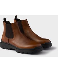 Prada - Stamped Leather Chelsea Boots - Lyst